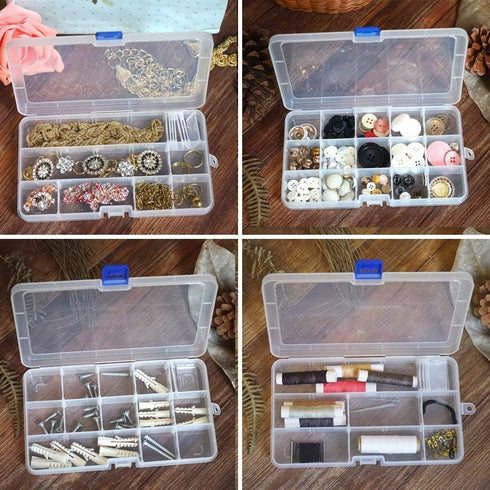 Qualsen Plastic Organizer Storage Box with Adjustable Dividers, Fishing Tackle Box and Bead Organizer Box for Jewelry, Beads, Earrings, Tools, Fis...