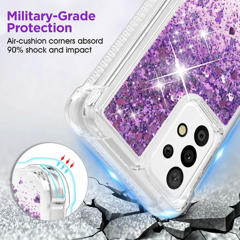 ANSHOW [2 Pack Samsung Galaxy A33 5G Case for Women Girls Liquid Glitter Cases, Cute Sparkly Clear Shiny Bling Slim Thin Protective Phone Case for...