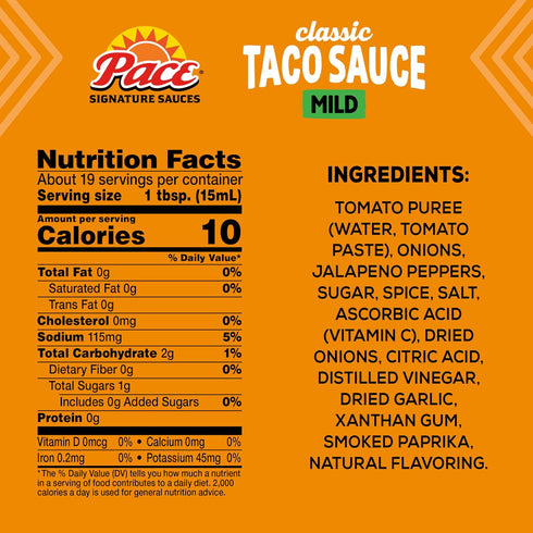 Pace Signature Sauces Classic Taco Sauce, 10.8 oz Bottle...