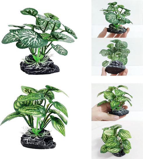 4PCS Aquarium Plants Betta Fish Tank Decorations Small Size Soft Faux Silk Aquarium for Hiding Fish Reptil...