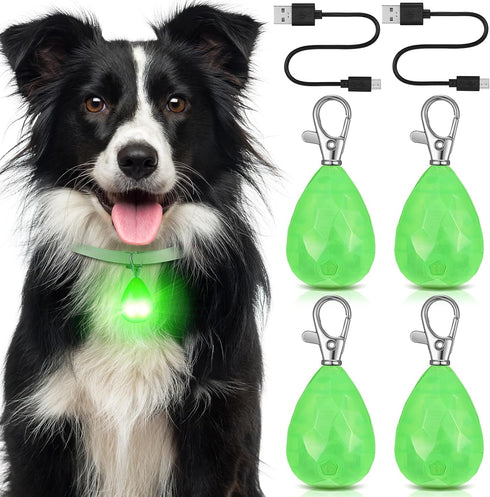 LEIFIDE 4 Pack Dog Collar Lights for Night Walking Rechargeable LED Pet Lights Waterproof Dog Safety Collar Lights for Pets Running Climbing Campi...