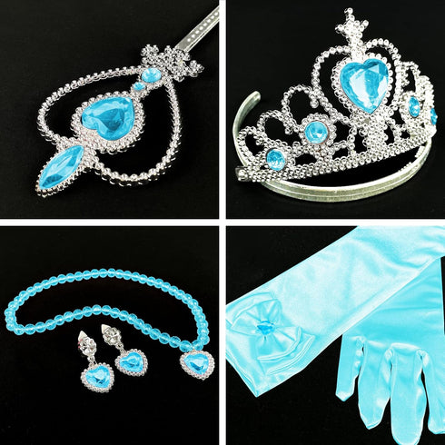 Boxed Princess Dress Up Accessories, Set of 6 Elsa Dress Up Set for Toddler Girls Kids Girls with Elsa Crown,Wand,Gloves,Necklace,Earrings,Bracele...