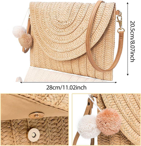Dailyacc Straw Shoulder Bag For Women Woven Purse Beach Envelope Clutch Straws Wallet...