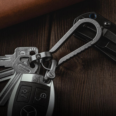 FEGVE Titanium Key Chain Rings with 2 Stainless Steel Key Rings, Mini carabiner Key holder Small Quick release Connecting Keychain Accessories for...