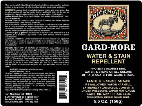 Bickmore Gard-More Water & Stain Repellent 5.5oz- Leather Protector and Suede Protector Waterproofing Spray Guard for Boots, Shoes, Clothing, Hats...