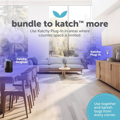 KATCHY Indoor Plug-in Insect Trap - Catcher & Killer for House Flies, Mosquitoes, Fruit Flies, Gnants, and Mosquitos - Chemical-Free, Eco-Friendly...