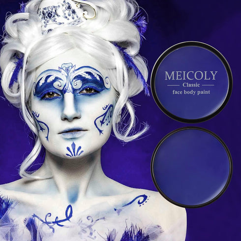 MEICOLY Blue Face Body Paint,30g/1.05oz Water Based Washable Full Body Paint for Adult and Kids,Dark Blue Single Face Painting for Adults, SFX Smu...