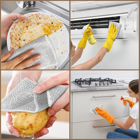 Wire Dishwashing Rags, Multipurpose Wire Miracle Cleaning Cloths, Wire Dishwashing Rag for Wet and Dry Dish, Non-Scratch Wire Dishcloth for Kitche...