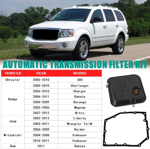 Automatic Transmission Filter Oil Pan Gasket Kit Compatible with 2003-2013 Chrysler 300 Dodge Challenger Charger Dakota Durango Magnum Nitro Jeep ...