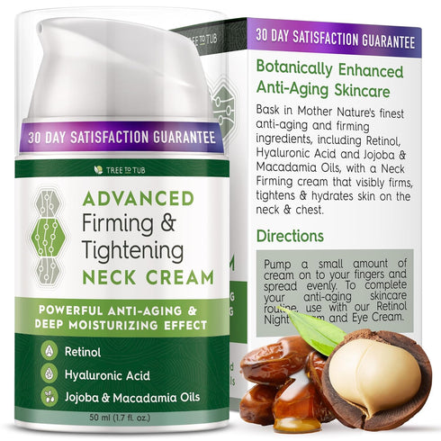 Tree to Tub Neck Firming Cream - Advanced Firming Neck Cream w/Hyaluronic Acid Retinol, Neck and Chest Firming Cream for Women Men, Moisturize & E...