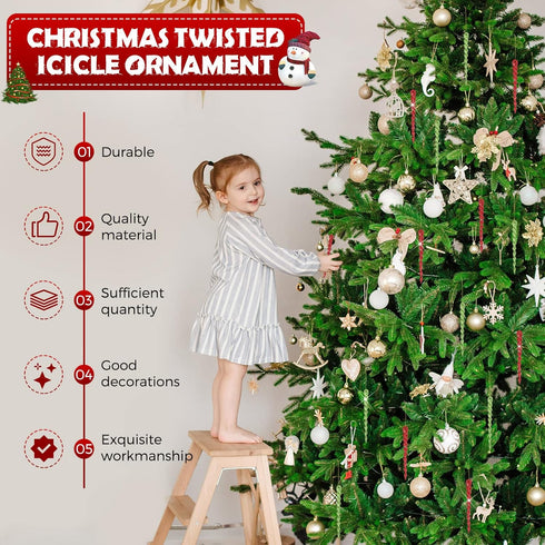 60 Pieces Twisted Icicle Ornament Christmas Tree Decoration Glitter Spiral Strip Hangings for Christmas Holiday Party Wedding Accessories, 5.1 Inc...