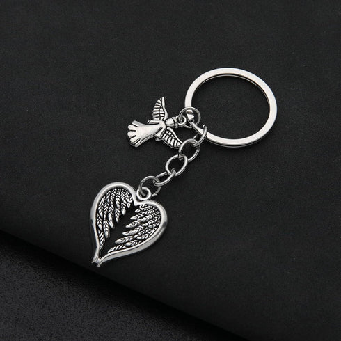 PHAETON 20PCS Guardian Angel Wing Keychain Heart-shaped Angel Wings Charms Keychain Key Ring for Memorial Keyring Religious Gifts Memorial Decorat...
