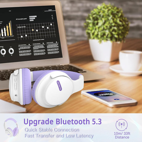 AMORNO Bluetooth Headphones Over Ear, 68 Hours Playtime Wireless Headphones with Mic, Foldable Adjustable Lightweight HiFi Stereo Headset for Cell...