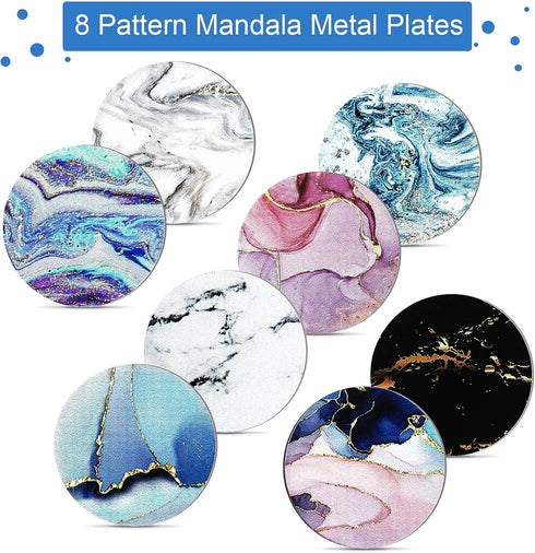 Weewooday 8 Pcs Phone Magnet Car Metal Mount Plate for Cell Holder Compatible with Magnetic Car Mounts Replacement Sticker(Marbling Style)...