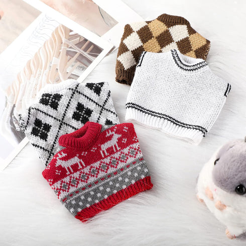 4 Pieces Guinea Pig Clothes Costume for Guinea Pig Ferret Sweater Bunny Hamster Clothing Guinea Pig Outfits Small Animal Warm Vest Winter Pet Swea...