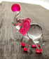 Garden Deco Glow in The Dark Pink Elephant Play Football Hand Blown Art Glass Figurine Ornament Sculpture...