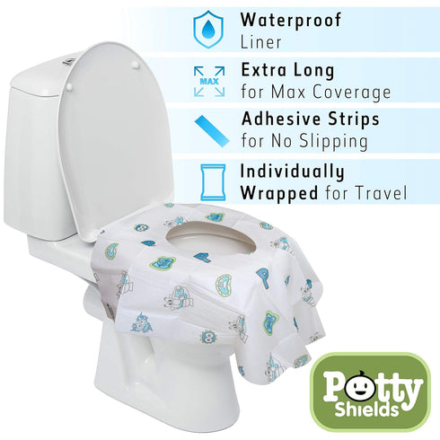 Toilet Seat Covers Disposable (12 Pack) - XL Waterproof Toilet Cover for Toddlers, Kids & Adults - Portable & Individually Wrapped for Travel, Pot...