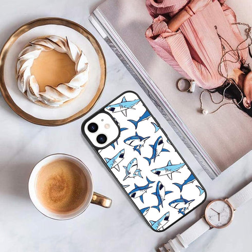 Blue Shark Case for iphone 15 Girls Women Art Animal Design Soft TPU Hard Back Shockproof Anti-Scratch Protective Cover Case for iPhone 15...