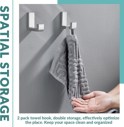 APLusee Polished Chrome Towel Hook 2 Pack, 304 Stainless Steel Robe Hook, Wall Mounted...