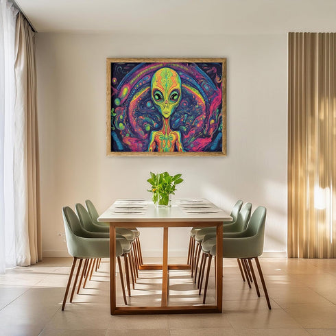 Posterizer 1 pcs- psychedelic funky hippie colorful sci fi alien 1-Abstract & Modern Art-Fantasy & Fiction Art- Living Room Bedroom Decor- unframe...