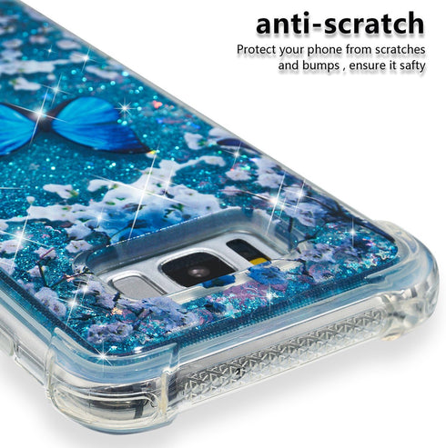 S8 Plus Case, Cute Painted Glitter Liquid Sparkle Floating Bling Quicksand Shockproof Protective Bumper Silicone Case Cover for Samsung Galaxy S8+...