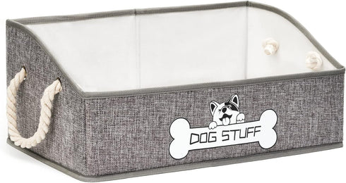 Collapsible Fabric Dog Toy Box and Storage Bin With Handle - Trapezoid Basket Chest Organizer for Pet Toys, Blankets and Accessories...