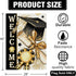 Welcome Class of 2024 Congrats Grad 28 x 40 House Flag Double Sided, Black Gold Graduation Cap Diploma Medal Garden Yard Decoration, High School C...