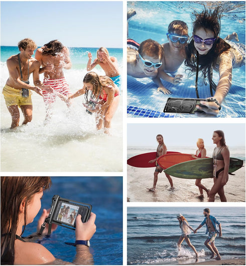 Dexnor IP68 Waterproof Phone Pouch, Universal 3D Cellphone Dry Bag Case with Adjustable Double-hook Lanyard for iPhone 15 14 13 12 Pro Max XS Plus...