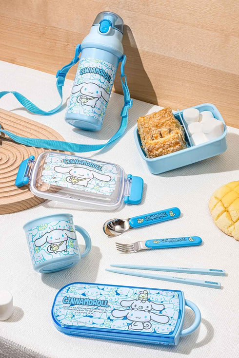 Cinnamoroll Utensil Set - Includes Reusable Fork, Spoon, Chopsticks and Carrying Case - Authentic Japanese Design - Durable, Dishwasher Safe- Frie...