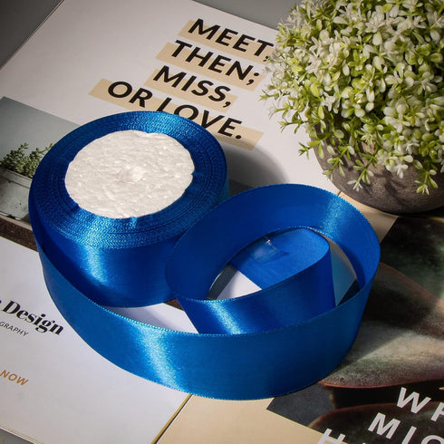 2 Inch 25 Yards Satin Ribbon, Blue Ribbon for Gift Wrapping, Crafts, Gifts, Trimming, Sewing, Christmas Wedding Party Decoration...
