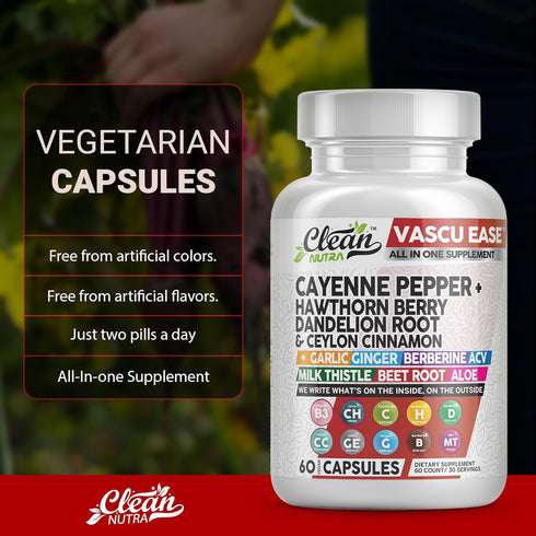 Cayenne Pepper Supplement with Hawthorn Berry Capsules, Dandelion Root, Ceylon Cinnamon, Garlic, Ginger, Berberine, Apple Cider Vinegar, Milk This...