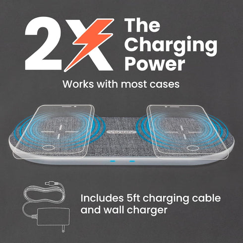 Ventev Wireless Chargepad Duo with Qi Technology | Fast Charging Samsung & Apple Charging Station for Two Phones At Once | Works as an iPhone Char...