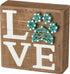 Primitives by Kathy Box Sign - Pet Love with String Art Paw Print - 5 inch square...