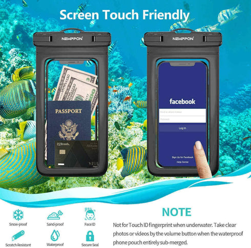 newppon Waterproof Cell Phone Pouch : 3 Pack Underwater Dry Bag Case Lanyard - Water Proof Clear Holder Protector for iPhone 15 14 13 Pro Max Plus...