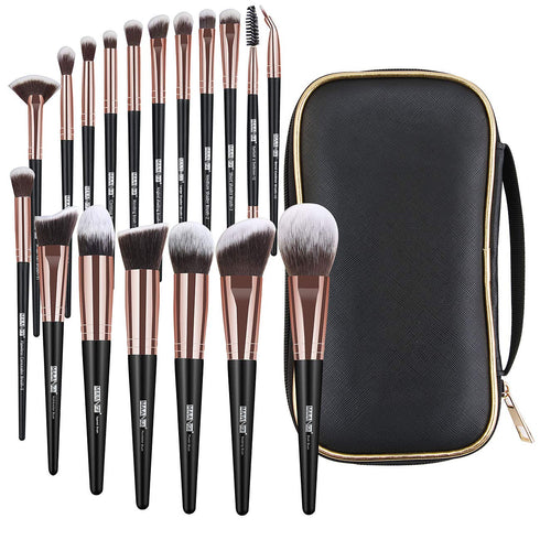 Makeup Brushes, 18 Pcs Professional Premium Synthetic Makeup Brush Set with Case, Foundation Kabuki Eye Travel Make up Brushes sets (Black Gold)...