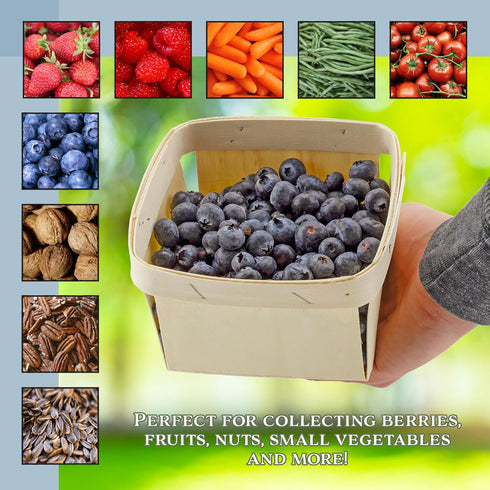 Cornucopia Brands Quart Wooden Berry Baskets (8-Pack); 5.75-Inch Square Vented Wood Boxes for Fruit Picking, Easter or Arts & Crafts...