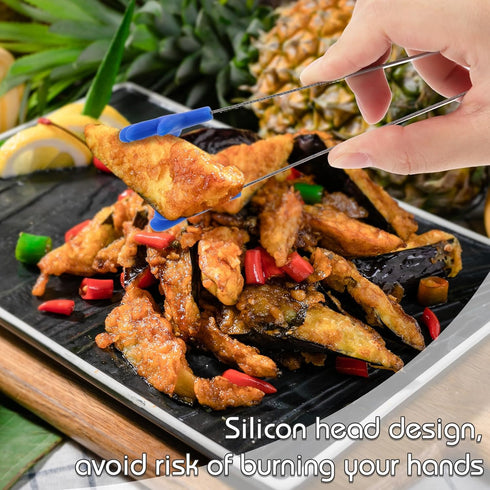 Shindel 8PCS Small Food Tongs, Mini Stainless Steel Tongs with Silicone Tips, for Cooking Grilling BBQ Buffet, 5 inch?8 Colors...