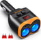 PD20W USB-C QC3.0 Fast Charger Car Adapter 120W 2-Socket Cigarette Lighter Adapter 12/24V with Dual USB-A Separate Switch LED Voltmeter Replaceabl...