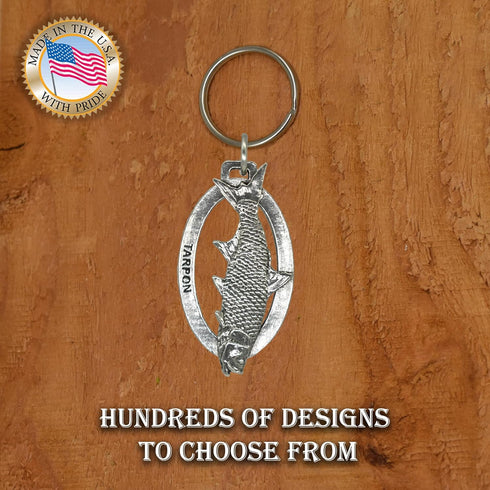 Tarpon Keychain, Pewter, S041KC, 2”, 100% Handmade in the USA, Fish Keychain, Saltwater Key Chain, Tarpon Key Ring, Key Fob, Fishing Gift, 200 Fis...
