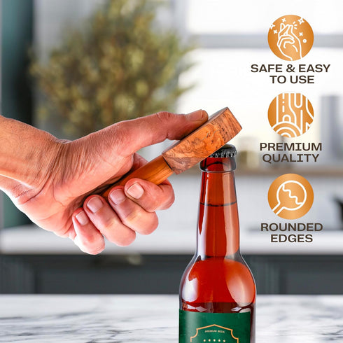 Abdo&FetnaGallery Handcrafted Wooden Beer Bottle Opener - Olive Wood with Epoxy, For Party, Home, and Restaurant - Ideal Gift for Beer Lovers...