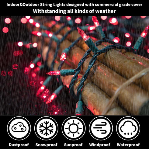 Super-Bright Extendable Pink Christmas Lights Decoration 100Lights 19.6ft UL Certified Mini Bulb String Lights Set for Outdoor Christmas Tree Gard...