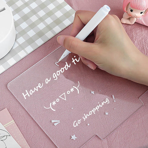 Acrylic Dry Erase Board 16 Colors Can Remote Control Light 7.3x5x0.2" Clear Desktop Note Memo Board, Includes Dry Erase Markers, Rewritable Night ...
