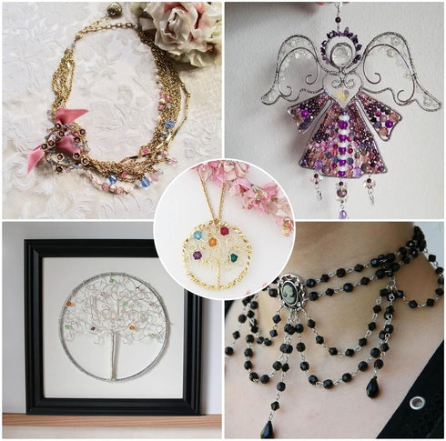 Paxcoo 1120Pcs Crystal Beads for Jewelry Making, Crystal Acrylic Beads Faceted Jewelry Beads Bicone Gem Beads jewel for Jewelry Making (8 MM)...