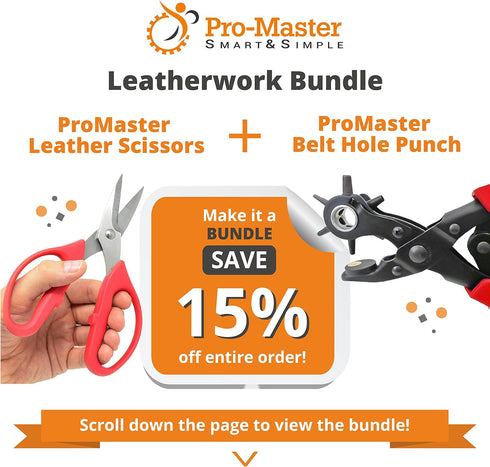 Leather Scissors. Small, Sharp Stainless Steel Durable Blades - Effortless Cutting - Large Comfortable Shears for Crafting, Sewing, Clay Bead Kit,...