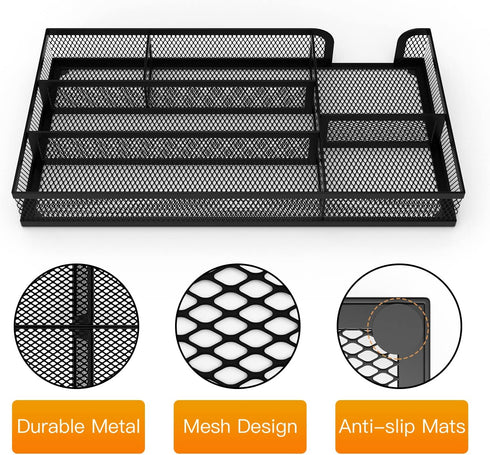 Drawer Organizer, Metal Mesh Dividers Desk Organizers, Pen Organizer for Desk Drawer Tray Box Accessories for Desktop, Bathroom, Kitchen, Makeup, ...