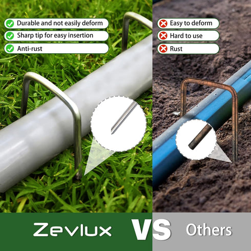 Landscape Staples Galvanized Garden Stakes, Heavy Duty Garden Pins for Fences, Lawns, Weed Barriers and Landscape Fabrics, Netting, Irrigation Hos...