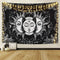 ARFBEAR Sun and Moon Tapestry, Burning Sun with Stars Psychedelic Popular Mystic Wall Hanging Tapestry Black and White Beach Blanket (Large-79 x 5...