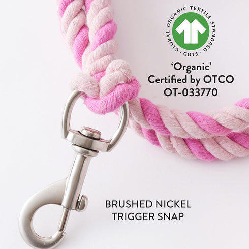 HonestBaby Collars and Leash Sets Braided and Vegan Suede for Dogs Organic Cotton for Pets, Soft Pink/Bright Pink, One Size...