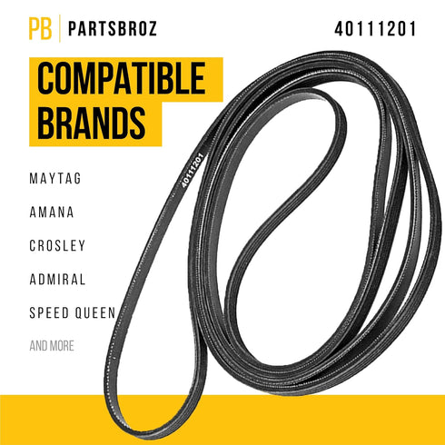 WP40111201 Dryer Belt 40111201 Compatible with Maytag Amana Whirlpool Kenmore PS11742271 AP6009126 Multi Rib Wpl PDET910AYW ADE7005AYW MDE508DAYW MDGT236AWW SDE4606AYW ADG7005AWW ALE643RAW MDE2706AYW