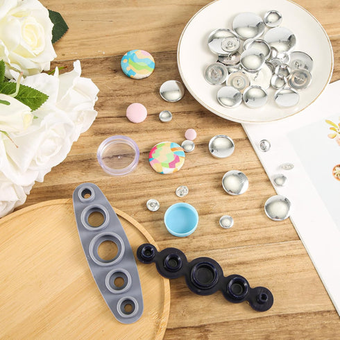 120pcs Button Covers, Cover Button Kit with 6 Sizes, DIY Fabric Covered Buttons with 2 Installation Tools to Make Your Own Buttons for Crafts Maki...